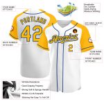 Custom Name and Number Baseball Jersey | Personalized White Gold-Royal Raglan Sleeves Team Apparel Personalized White Gold-Royal