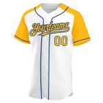 Custom Name and Number Baseball Jersey | Personalized White Gold-Royal Raglan Sleeves Team Apparel Personalized White Gold-Royal