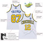 Custom Name & Number Personalized White Gold-Royal Basketball Jersey - Authentic Throwback Style Personalized White Gold-Royal