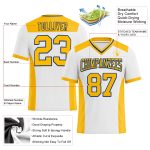 Custom Royal Mesh Football Jersey - Personalized White Gold with Team Name and Number Personalized White Gold-Royal Mesh