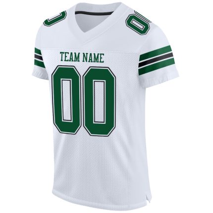 Customizable Green-Black Mesh Football Jersey with Personalized Name and Number - Authentic White Gotham Team Jersey Personalized