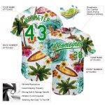 Personalized Hawaii Surfing Baseball Jersey with 3D Beach Palm Trees Design, Custom Name and Number Personalized White Grass