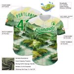 Personalized 3D Pattern Mountains Landscape Baseball Jersey - White Grass Design Personalized White Grass Green 3D Pattern
