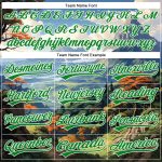 Custom Name and Number Baseball Jersey with 3D Mountains Landscape Design in White and Green Pattern Personalized White Grass