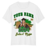 Custom 3D Graduation T-Shirt Personalized with Team Name and Number - White Grass Green-Black Personalized White Grass Green-Black