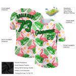 Personalized Tropical Hawaii Flamingo Performance T-Shirt with Custom Name and Number - White Grass Green-Black 3D Pattern Design