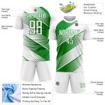 Custom Name Number Soccer Jersey - Personalized Sublimation Uniform in White and Green Grass Line Personalized White Grass