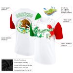 Personalized 3D Mexican Flag T-Shirt with Custom Name & Number - White Grass Green-Red Performance Tee Personalized White