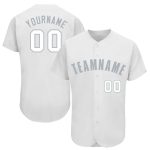 Custom Name and Number Personalized Baseball Jersey - White and Gray Team Apparel Personalized White Gray Baseball Jersey