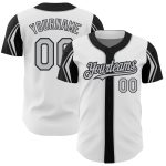 Custom Baseball Jersey with Personalized Name & Number - White Gray-Black 3 Color Arm Shapes Authentic Design Personalized