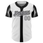 Custom Baseball Jersey with Personalized Name & Number - White Gray-Black 3 Color Arm Shapes Authentic Design Personalized