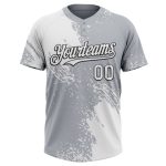 Custom Name and Number Unisex Softball Jersey - Personalized 3D Pattern White Gray-Black Brush Stroke Two-Button Design Personalized