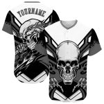 Custom 3D Skull Baseball Jersey - Personalized White Gray Black Team Name & Number Personalized White Gray-Black 3D Skull