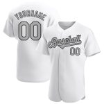 Custom Name Number Personalized Baseball Jersey - White Gray Black Authentic Team Jersey Personalized White Gray-Black Authentic