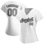 Custom Name Number Personalized Baseball Jersey - White Gray Black Authentic Team Jersey Personalized White Gray-Black Authentic