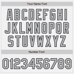 Customizable Varsity Letterman Bomber Jacket with Name and Number - Two-Tone White Gray-Black Full-Snap Design Personalized