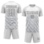 Custom Name Number Soccer Jersey - Personalized White Gray Black Lightning Sublimation Uniform Personalized White Gray-Black