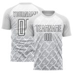 Custom Name Number Soccer Jersey - Personalized White Gray Black Lightning Sublimation Uniform Personalized White Gray-Black