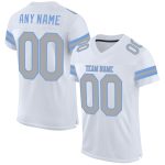 Custom Personalized Football Jersey - White Gray Light Blue Mesh with Team Name & Number Personalized White Gray-Light Blue