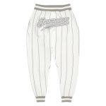 Custom Name and Number Sports Pants in White Gray Pinstripe Design - Personalized Team Apparel Personalized White Gray Pinstripe