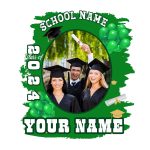 Custom Name Number 3D Graduation Performance T-Shirt - Personalized White Green Team Tee Personalized White Green 3D Graduation