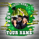 Custom Name Number 3D Graduation Performance T-Shirt - Personalized White Green Team Tee Personalized White Green 3D Graduation