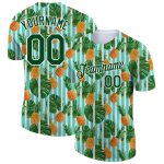 Custom Tropical Palm Leaves Pineapple Performance T-Shirt with Personalized Name & Number - White Green 3D Design Personalized