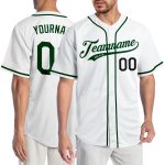 Custom Name and Number Authentic Baseball Jersey - Personalized Green and Black Team Jersey Personalized White Green-Black
