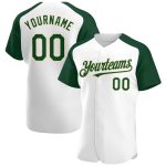 Custom Name and Number Baseball Jersey - Personalized White Green-City Authentic Raglan Sleeves Personalized White Green-City