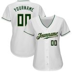Custom Name and Number Authentic Baseball Jersey - Personalized White Green-Cream Team Jersey Personalized White Green-Cream