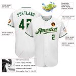 Custom Name and Number Authentic Baseball Jersey - Personalized White Green-Cream Team Jersey Personalized White Green-Cream