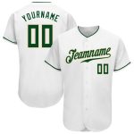 Custom Name and Number Authentic Baseball Jersey - Personalized White Green-Cream Team Jersey Personalized White Green-Cream