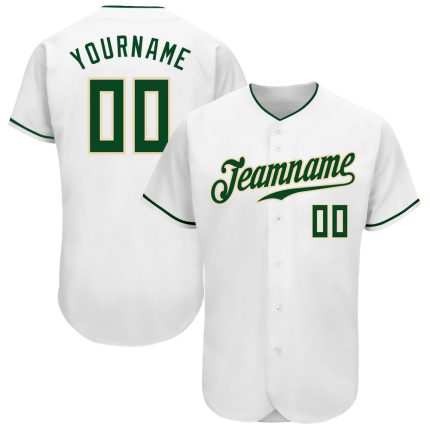Custom Name and Number Authentic Baseball Jersey - Personalized White Green-Cream Team Jersey Personalized White Green-Cream