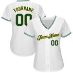 Personalized Authentic Baseball Jersey in White Green-Gold - Custom Team Shirt Personalized White Green-Gold Authentic Baseball