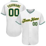 Personalized Authentic Baseball Jersey in White Green-Gold - Custom Team Shirt Personalized White Green-Gold Authentic Baseball