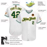 Personalized Authentic Baseball Jersey in White Green-Gold - Custom Team Shirt Personalized White Green-Gold Authentic Baseball