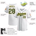 Custom Name and Number Authentic Baseball Jersey in White Green-Gold - Personalized Team Apparel Personalized White Green-Gold