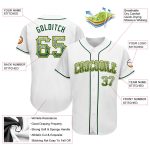 Custom Name Number Drift Fashion Baseball Jersey - Personalized White Green Gold Team Design Personalized White Green-Gold