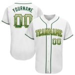 Custom Name Number Drift Fashion Baseball Jersey - Personalized White Green Gold Team Design Personalized White Green-Gold