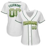 Custom Name Number Drift Fashion Baseball Jersey - Personalized White Green Gold Team Design Personalized White Green-Gold