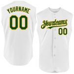 Personalized Green Gold Authentic Sleeveless Baseball Jersey for Men Personalized White Green-Gold Authentic Sleeveless Baseball