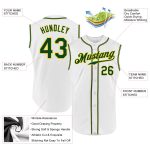 Custom Name and Number Personalized Green-Gold White Sleeveless Baseball Jersey - Authentic Team Apparel Personalized White