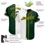 Custom Name Number Authentic Baseball Jersey White Green Gold Split Fashion Personalized White Green-Gold Authentic Split