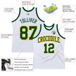 Custom Name and Number Personalized Basketball Jersey White Green Gold Authentic Throwback Personalized White Green-Gold