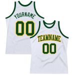 Custom Name and Number Personalized Basketball Jersey White Green Gold Authentic Throwback Personalized White Green-Gold