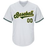 Custom Team Baseball Jersey Shirt - Personalized Green Gold Rib-Knit Throwback with Name & Number, Authentic Style Personalized