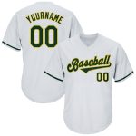Custom Team Baseball Jersey Shirt - Personalized Green Gold Rib-Knit Throwback with Name & Number, Authentic Style Personalized
