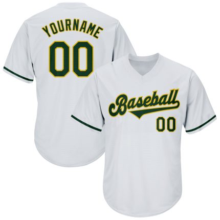 Custom Team Baseball Jersey Shirt - Personalized Green Gold Rib-Knit Throwback with Name & Number, Authentic Style Personalized