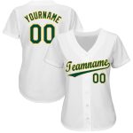 Custom Name Number Baseball Jersey - Personalized Green Gold White Team Jersey Personalized White Green-Gold Baseball Jersey