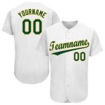 Custom Name Number Baseball Jersey - Personalized Green Gold White Team Jersey Personalized White Green-Gold Baseball Jersey